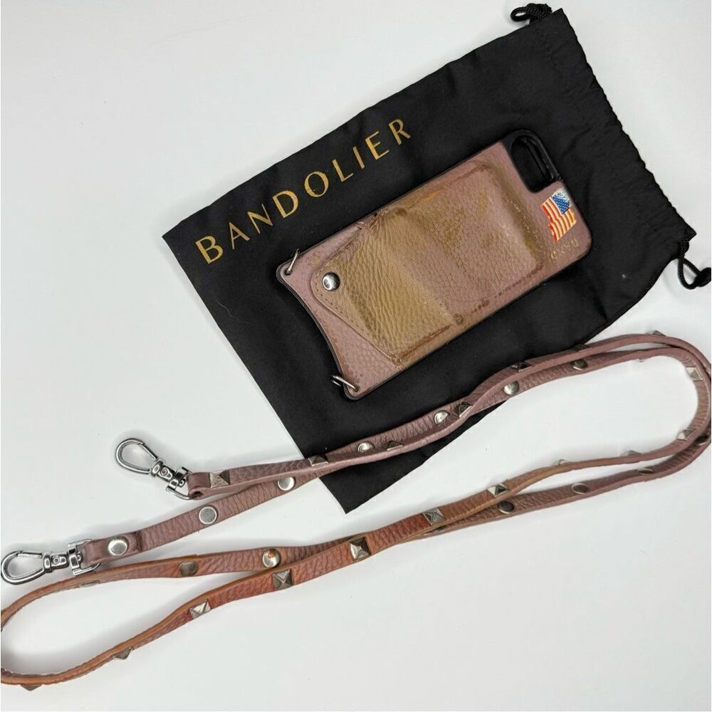 Bandolier Lavender Leather Studded Crossbody iPhone 7/8/SE Case with Strap – Pre